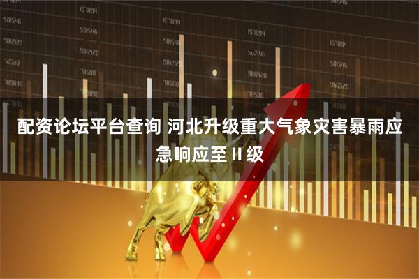 配资论坛平台查询 河北升级重大气象灾害暴雨应急响应至Ⅱ级